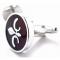 Silver Fleur di Lis Cherrywood Round Cufflinks  2.JPG